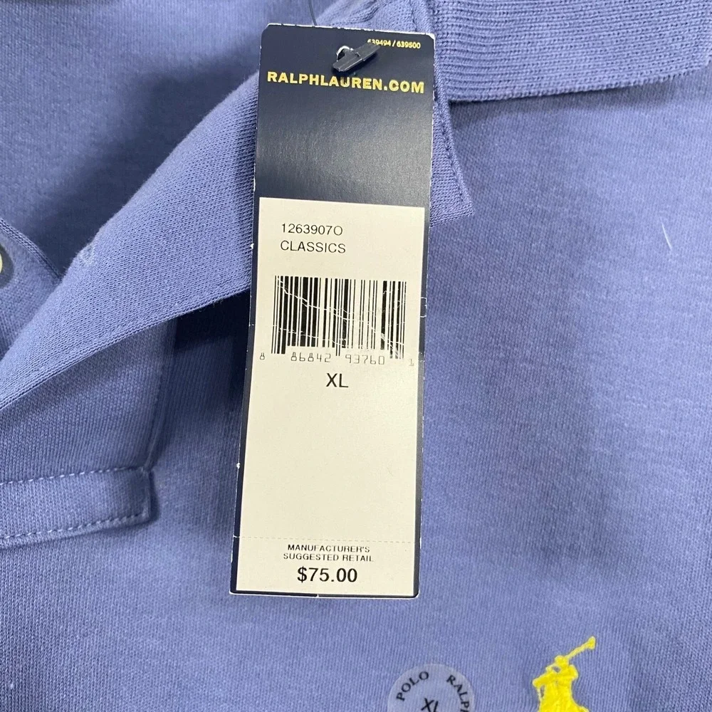 Polo Ralph Lauren Mens Custom‎ Fit Polo Shirt sz XL Purple 100% Cotton Preppy